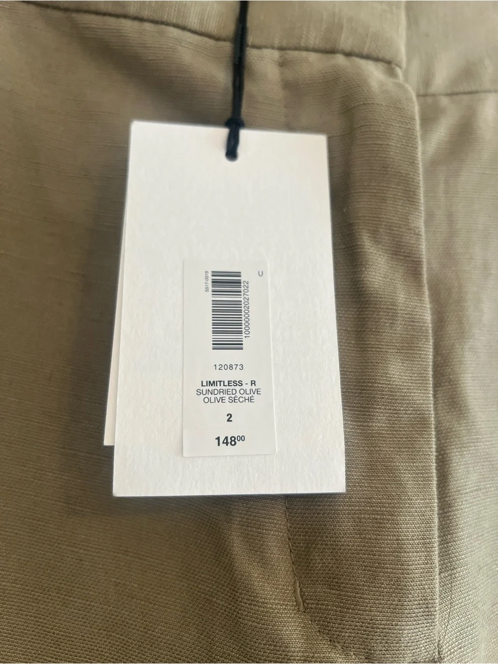 Aritzia Limitless Pant- Cruise Linen- size 2 - Sun-dried Olive Green - BNWT